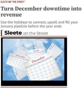 Turn December downtime into revenue | Sleete Sales Scripts, LLC | Media Sales Consultant | Sales Training | SleeteSales.com